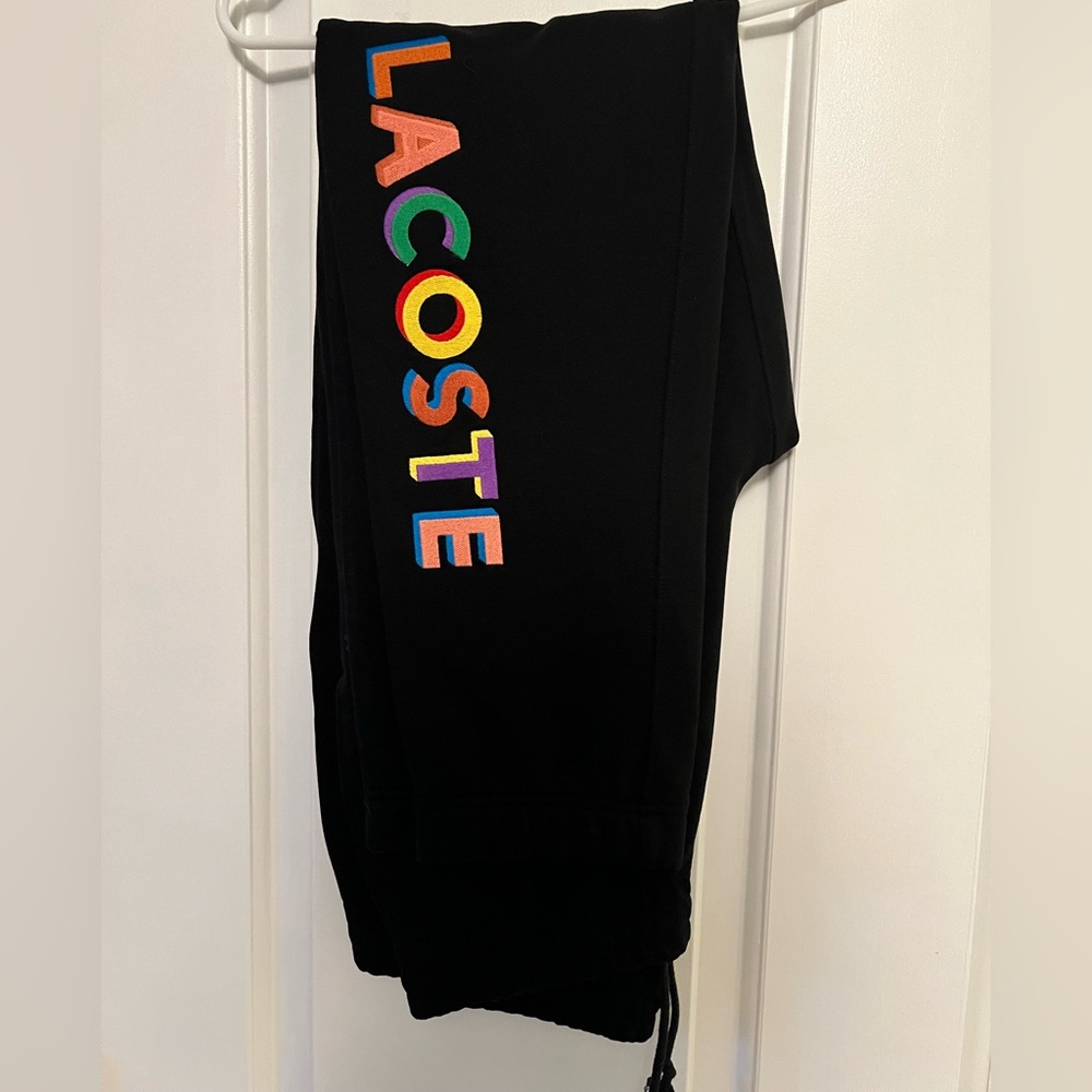 Lacoste Black Joggers with Multicolor Logo